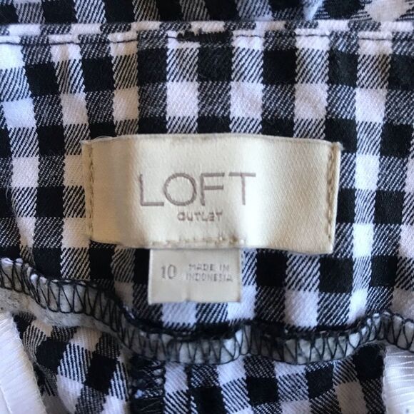 Loft Checkered Modern Skinny Ankle Pant Black White Check Sz 10 - Picture 8 of 11